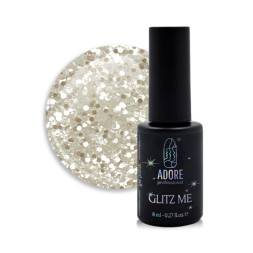 Гель-лак Adore Professional Glitz Me GM-03 Glitter крупный серебряный глиттер. 8 мл