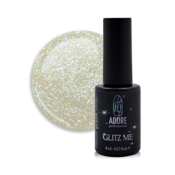 Гель-лак Adore Professional Glitz Me GM-04 Crystal перламутровий з дрібним голографічним глітером. 8 мл