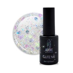 Гель-лак Adore Professional Glitz Me GM-06 Sparkles голографічний глітер різних розмірів. 8 мл