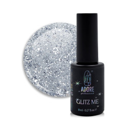 Гель-лак Adore Professional Glitz Me GM-09 Gia срібний глітер різних розмірів. 8 мл