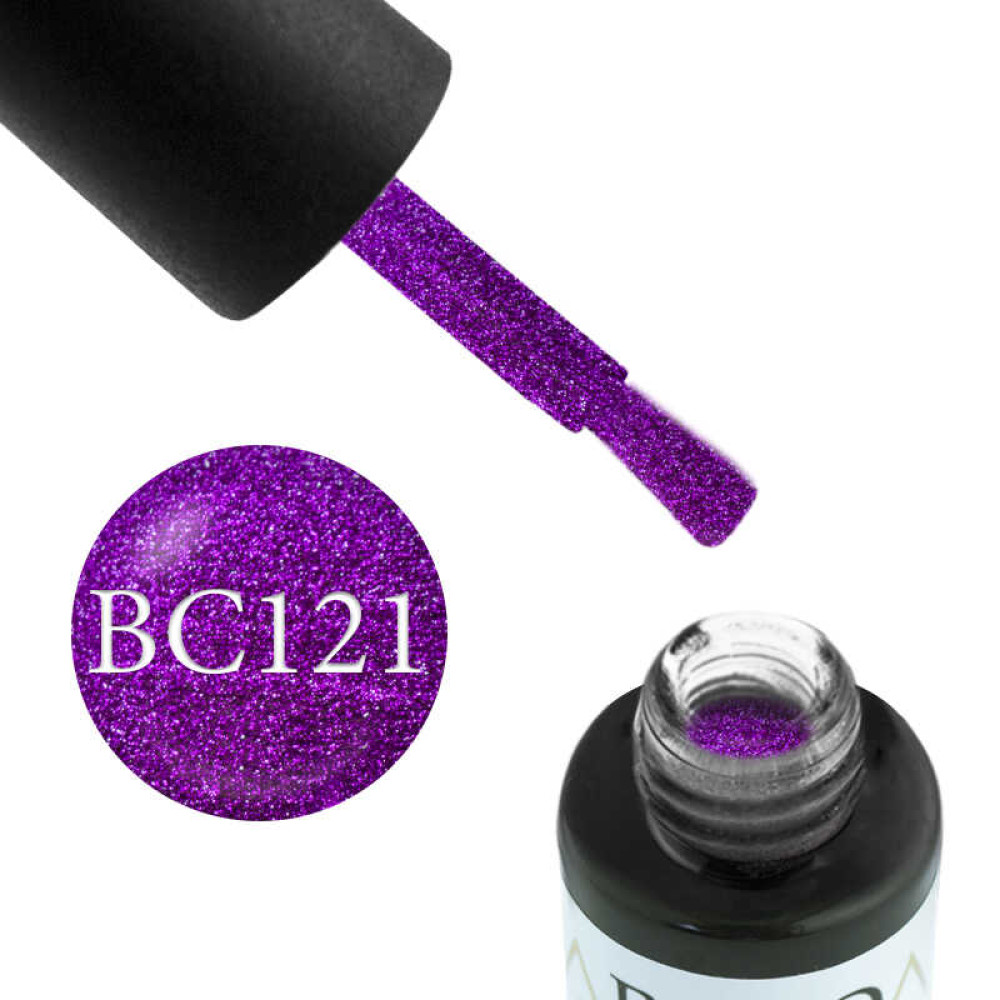 Гель-лак Boho Chic BC 121 фиолетовый с яркими переливающимися блестками. 6 мл
