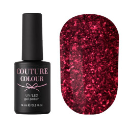 Гель-лак Couture Colour 072 малиновый с шиммером и блестками. 9 мл