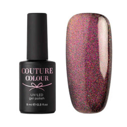 Гель-лак Couture Colour Galaxy Touch Cat Eye GT 02 рожевий відблиск з різнокольоровими переливаннями. 9 мл