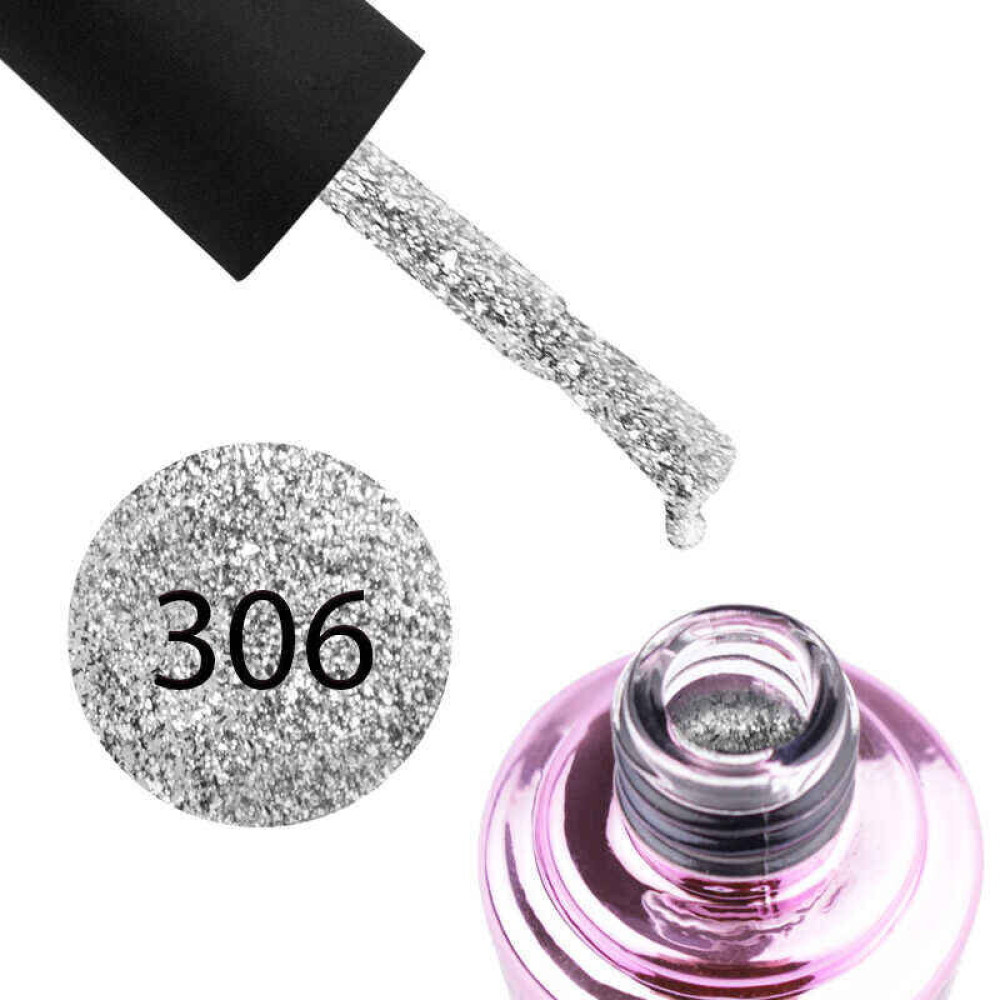 Гель-лак Elise Braun 306 серебро с блестками и слюдой, 7 мл