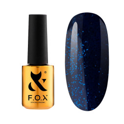 Гель-лак F.O.X Party 014 глубокий синий с блестками. 7 мл