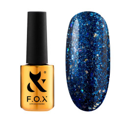 Гель-лак F.O.X Radiance 006 насыщенный синий. со слюдой. шестигранниками и мелкими блестками разных оттенков. 7 мл