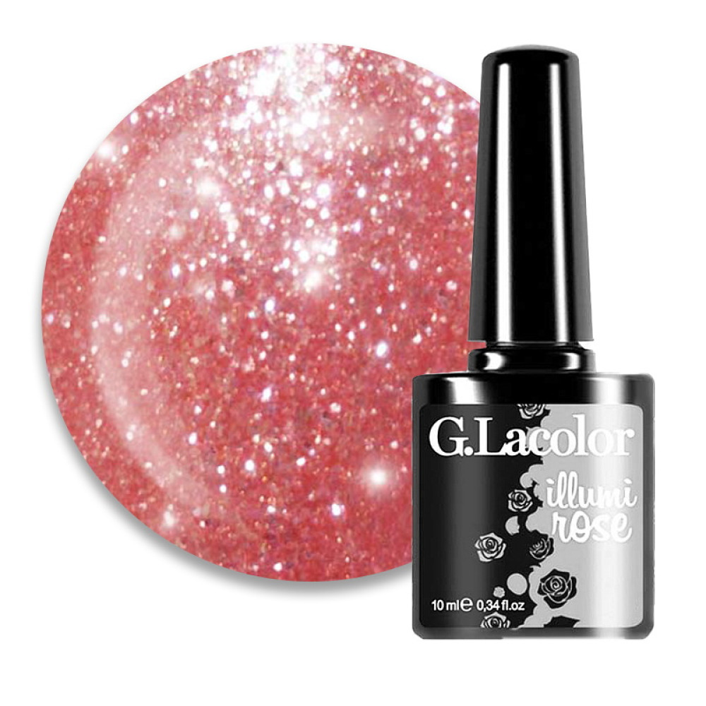 Гель-лак G.La color Illumi Rose 013 розовый крем с блестками и слюдой. 10 мл
