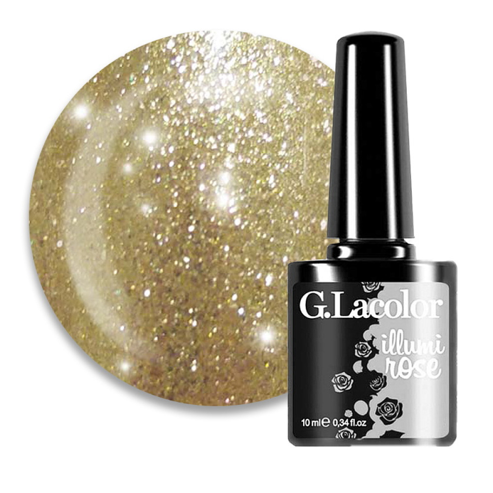 Гель-лак G.La color Illumi Rose 020 светлое золото с блестками. шиммерами и перламутром. 10 мл