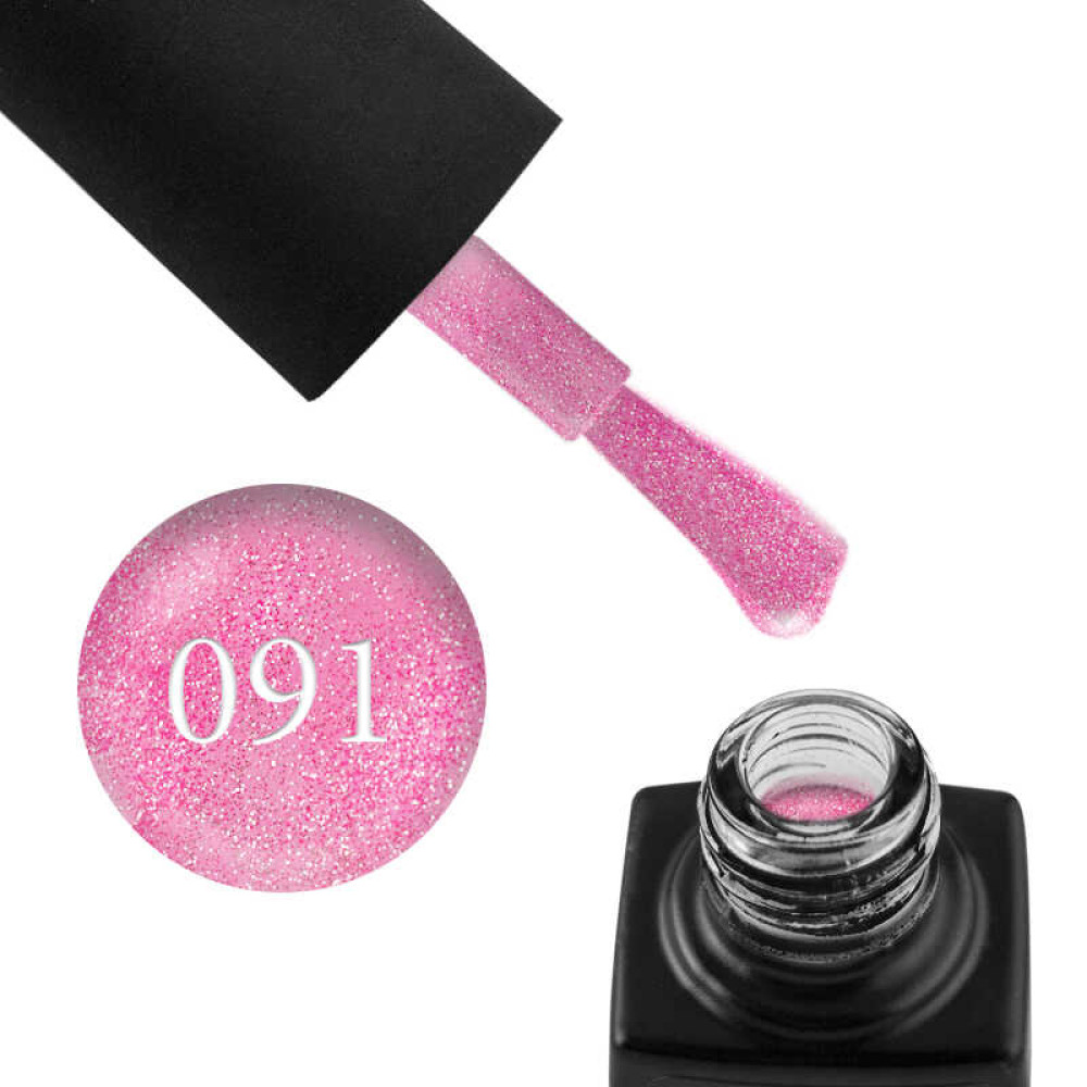 Гель-лак GO 091 розовый с серебристыми блестками. 5.8 мл