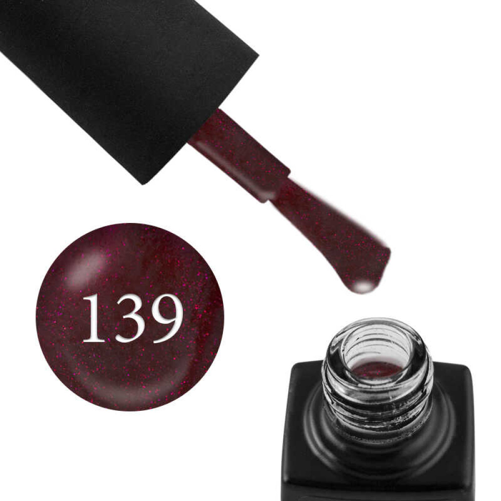 Гель-лак GO 139 темно-бордовый, с шиммером, 5,8 мл