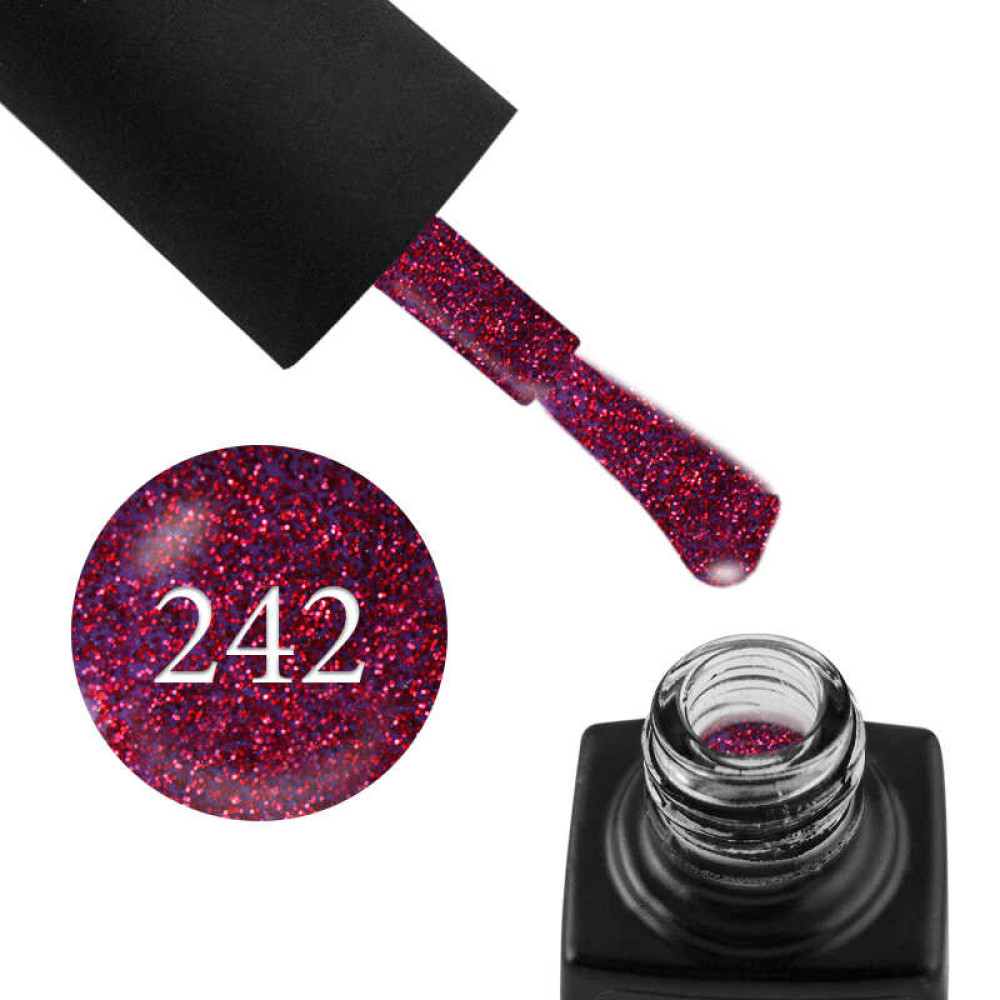 Гель-лак GO 242 фиолетовый, с малиновыми блестками, 5,8 мл