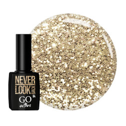 Гель-лак GO Active 004 Never Look Back светло-золотые блестки. 10 мл