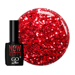 Гель-лак GO Active 011 Now or Never красно-терракотовый с красными шиммерами. 10 мл