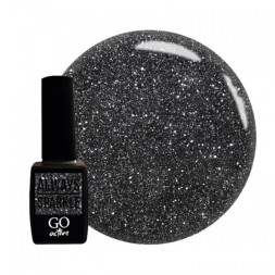 Гель-лак GO Active Always Sparkle 15 темно-серый с мелкими серебристыми блестками и шиммерами. 10 мл