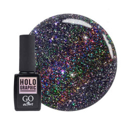 Гель-лак GO Active Holographic 06 пепельно-фиолетовый с голографическими шиммерами. 10 мл