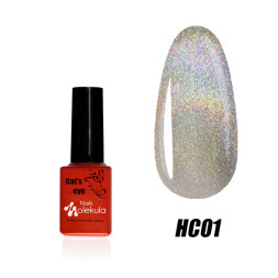 Гель-лак Nails Molekula Holographic Cats Eye HC01 голографическое серебро. 6 мл
