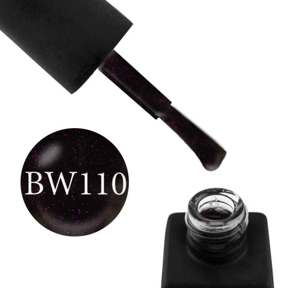 Гель-лак Kodi Professional Black & White BW 110 чорний з рожевими шимерами. 8 мл