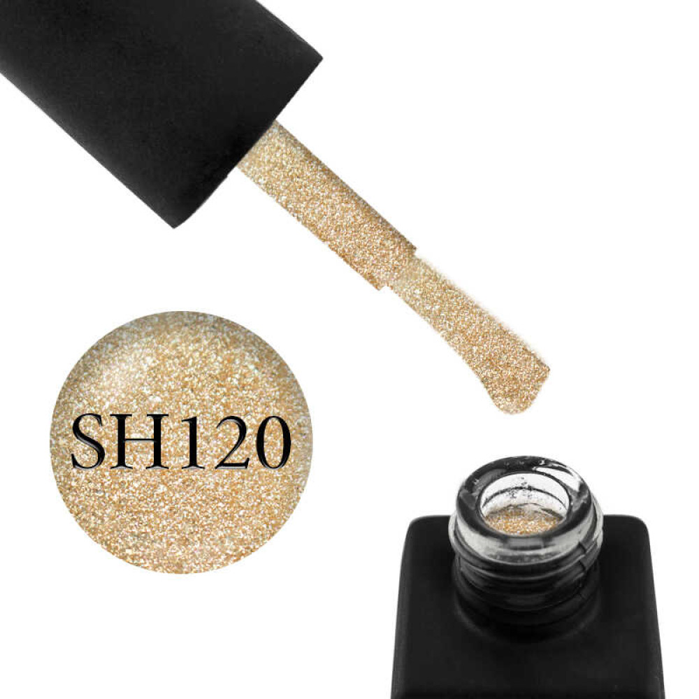 Гель-лак Kodi Professional Shine SH 120 дрібні блискітки і шимери кольору золотисте шампанське, 8 мл