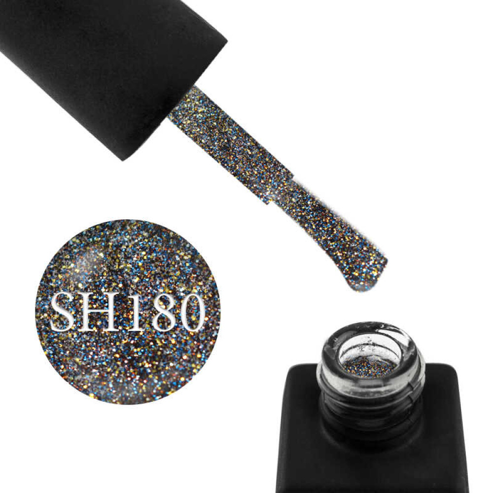 Гель-лак Kodi Professional Shine SH 180 сріблясті. золоті і сині великі і дрібні блискітки. 8 мл