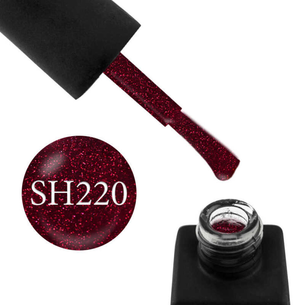 Гель-лак Kodi Professional Shine SH 220 фіолетово-бордовий. з червоними шимерами. 8 мл