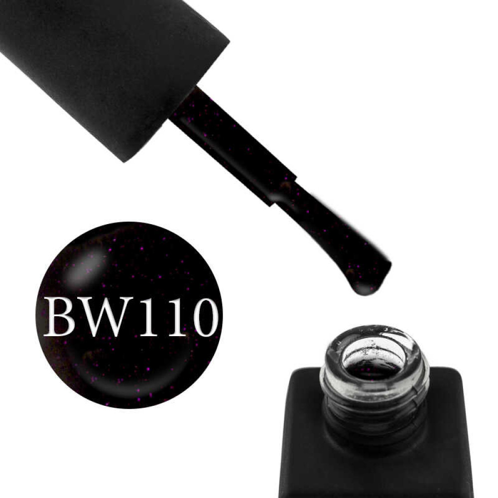Гель-лак Kodi Professional Black & White BW 110 чорний з рожевими шимерами, 12 мл