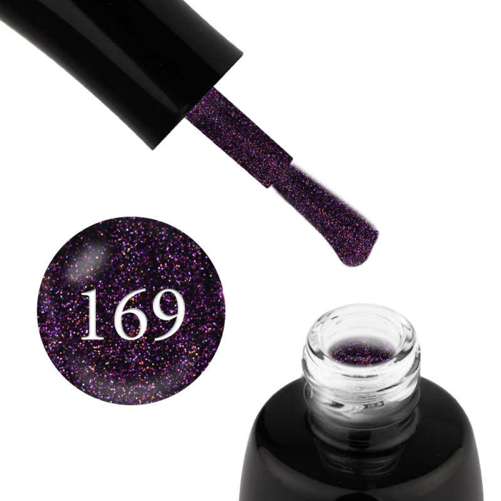 Гель-лак LUXTON 169 чернично-фиолетовый с цветными шиммерами, 10 мл