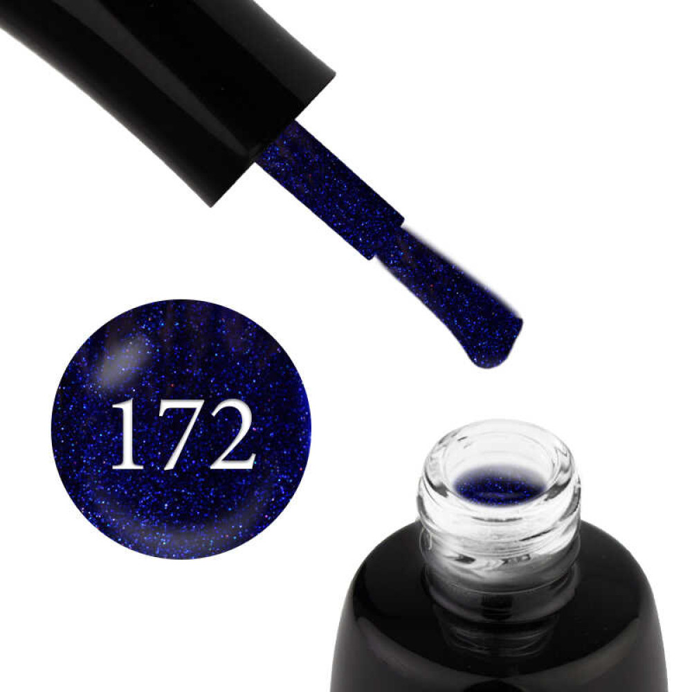 Гель-лак LUXTON 172 глубокий синий с цветными шиммерами, 10 мл