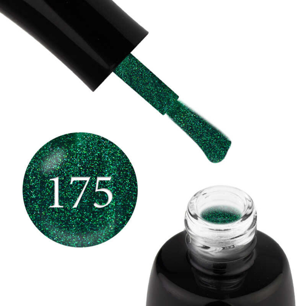 Гель-лак LUXTON 175 зеленый с цветными шиммерами, 10 мл