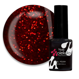 Гель-лак Nails Molekula 102 темно-червоне мерехтіння. 6 мл