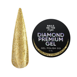 Гель-лак Nails Of The Night Diamond Premium Gel 03. золотий з дрібною металевою поталлю. 5 мл