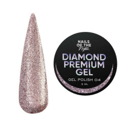 Гель-лак Nails Of The Night Diamond Premium Gel 04. рожево-золотий з дрібною металевою поталлю. 5 мл