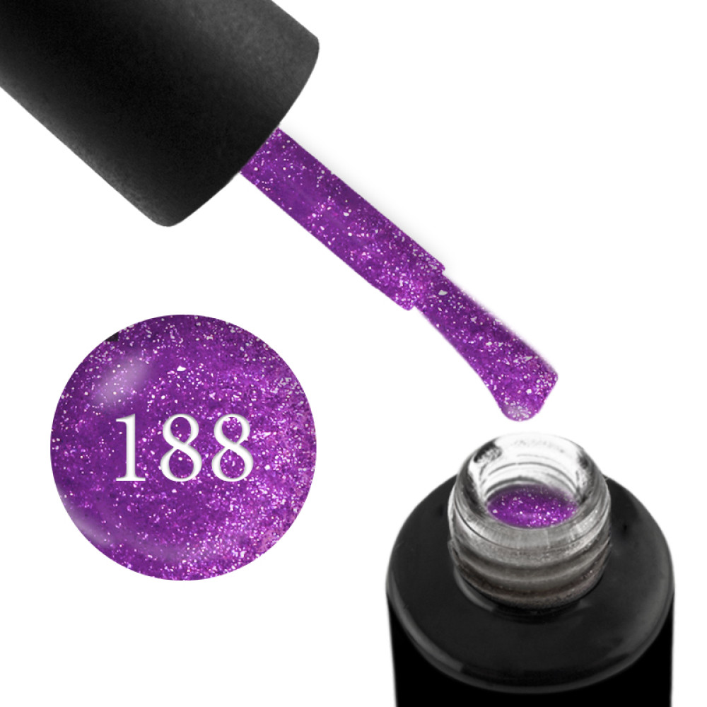 Гель-лак Naomi Neon Color 188 Gorgeous фіолетовий, з дрібними блискітками, 6 мл