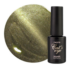 Гель-лак Naomi Cat Eyes С16 оливково-сенный с шиммерами. 6 мл