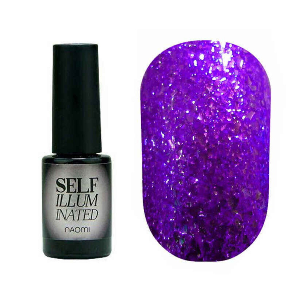 Гель-лак Naomi Self Illuminated SI 05 фиолетовый с блестками и слюдой. 6 мл