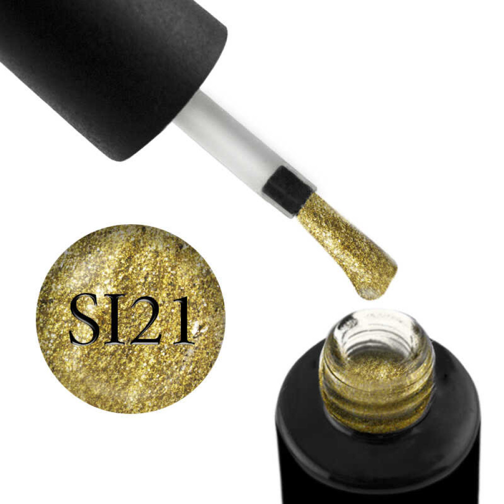 Гель-лак Naomi Self Illuminated SI 21 желто-золотой, с блестками и слюдой, 6 мл