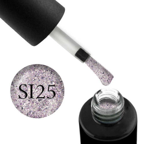 Гель-лак Naomi Self Illuminated SI 25, лиловое серебро с блестками и слюдой, 6 мл