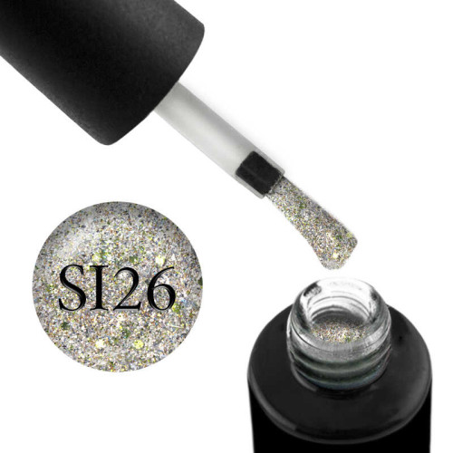 Гель-лак Naomi Self Illuminated SI 26, салатовое серебро с блестками и слюдой, 6 мл