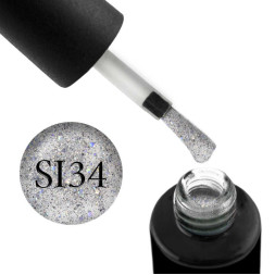 Гель-лак Naomi Self Illuminated SI 34. серебро с блестками. фольгой-стружкой и конфетти. 6 мл