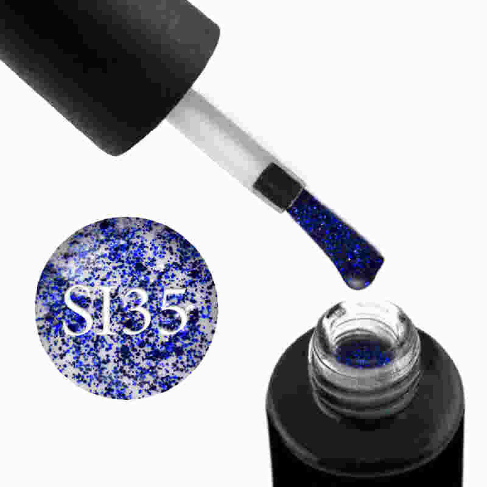 Гель-лак Naomi Self Illuminated SI 35 синие блестки и конфетти на прозрачной основе. 6 мл