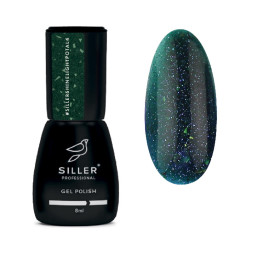 Гель-лак Siller Professional Shine Light Potal 004 зеленый с хлопьями потали. светоотражающий. 8 мл