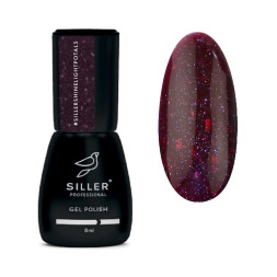Гель-лак Siller Professional Shine Light Potal 005 темно-бордовый с хлопьями потали. светоотражающий. 8 мл