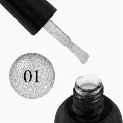 Гель-лак Starlet Professional Glitter Shine Gel № 001 серебристые блестки и слюда. 10 мл
