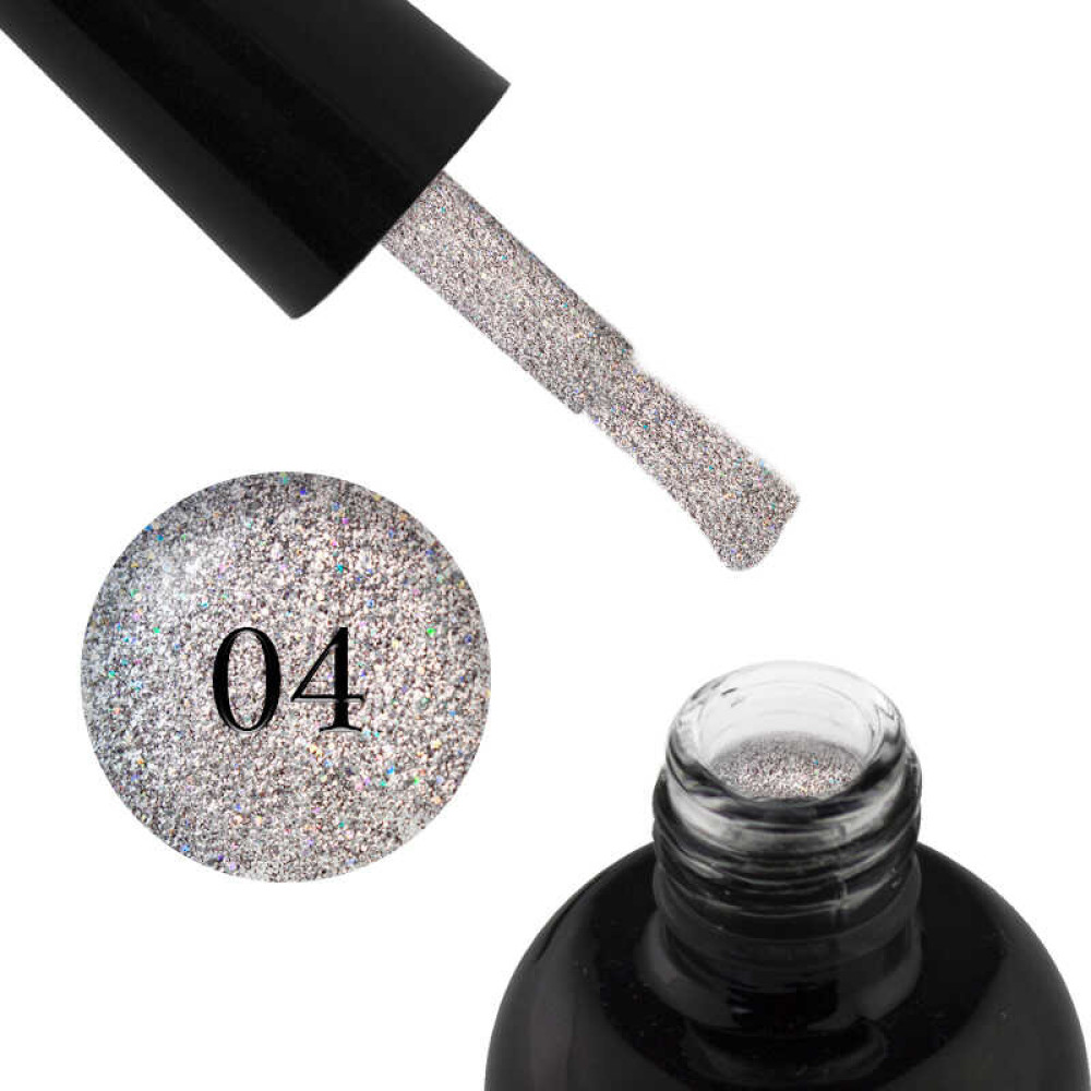Гель-лак Starlet Professional Glitter Shine Gel № 004 серебристые и голографические блестки с, 10 мл