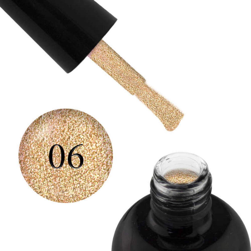 Гель-лак Starlet Professional Glitter Shine Gel № 006 золотистые блестки и слюда, 10 мл