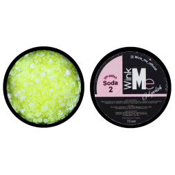 Гель-лак Wink Me Soda 02 желтый с белыми конфетти-шестигранниками. полупрозрачный. 10 мл