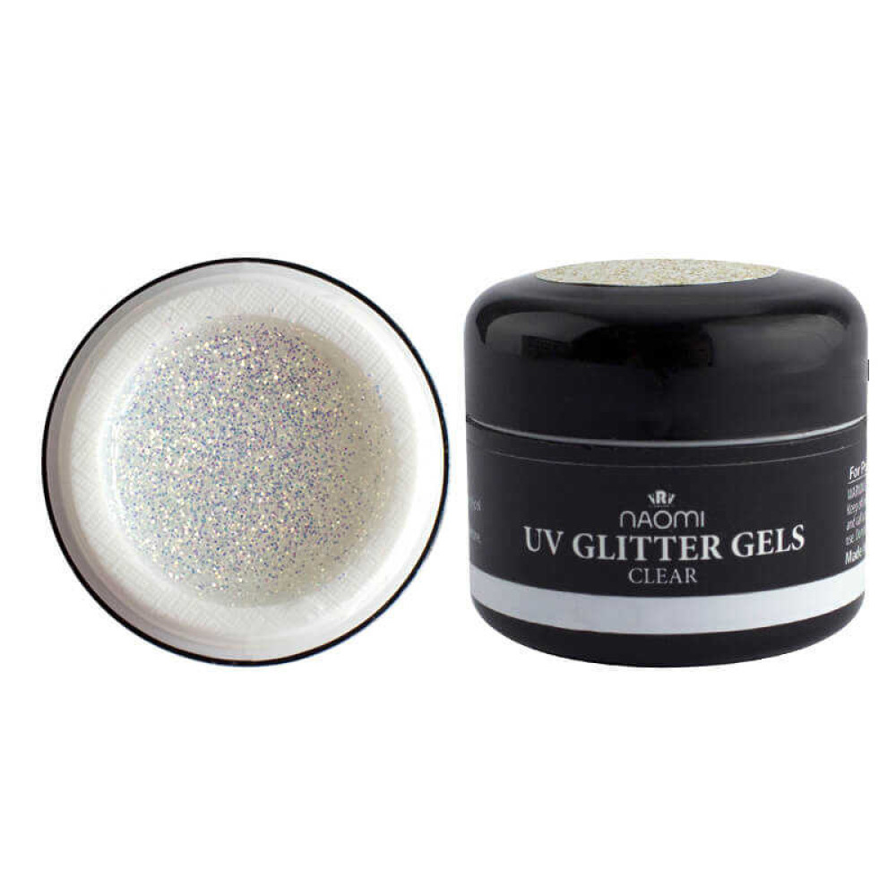 Гель Naomi камуфляжний UV Glitter Gel Clear прозорий з блискітками, 5 г