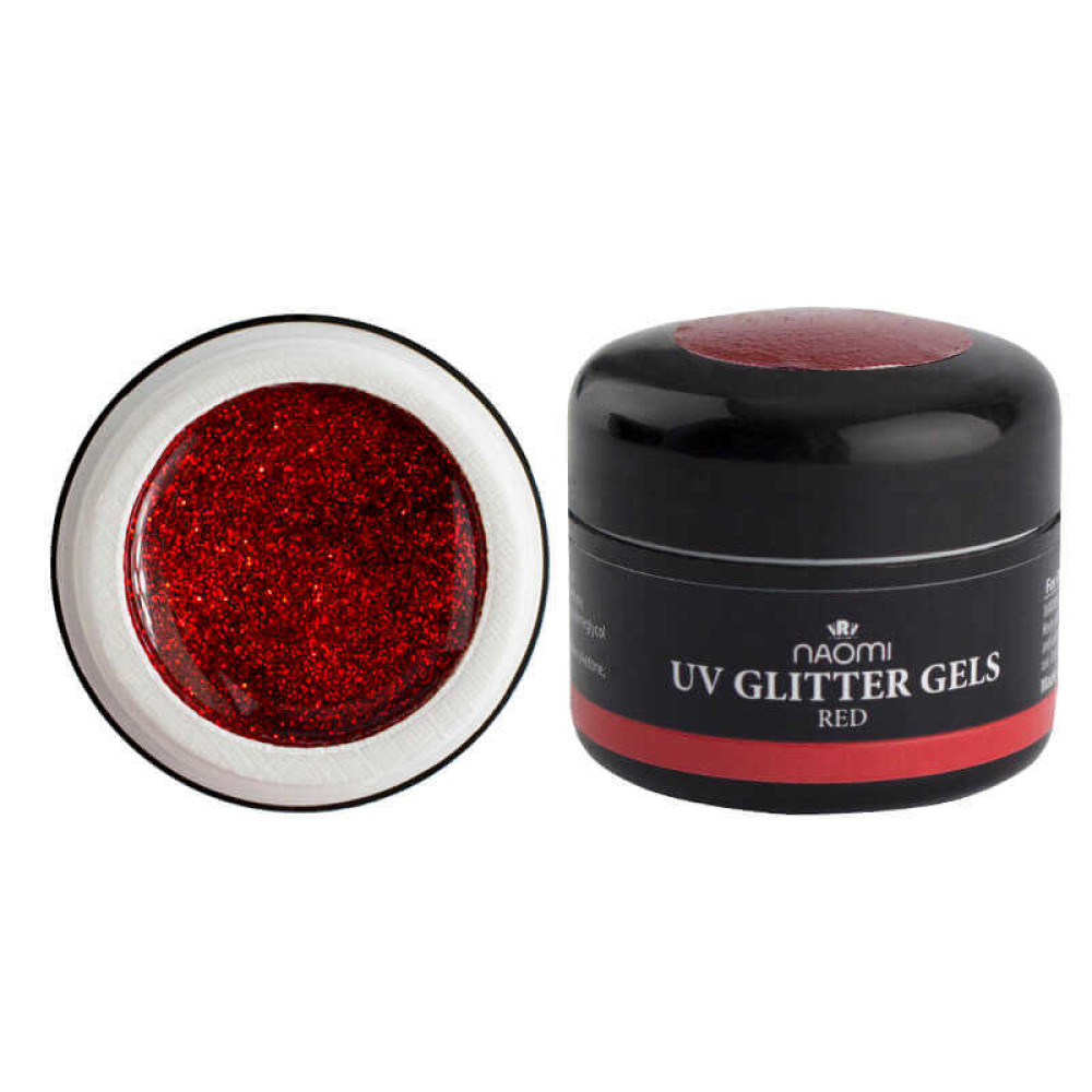 Гель Naomi камуфляжний UV Glitter Gel Red червоний з блискітками, 5 г