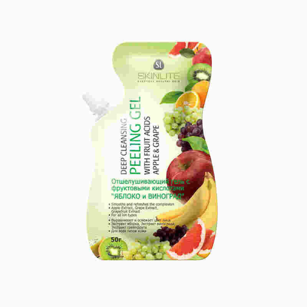 Гель-пілінг для обличчя Skinlite Яблуко і виноград, з фруктовими кислотами, 50 г