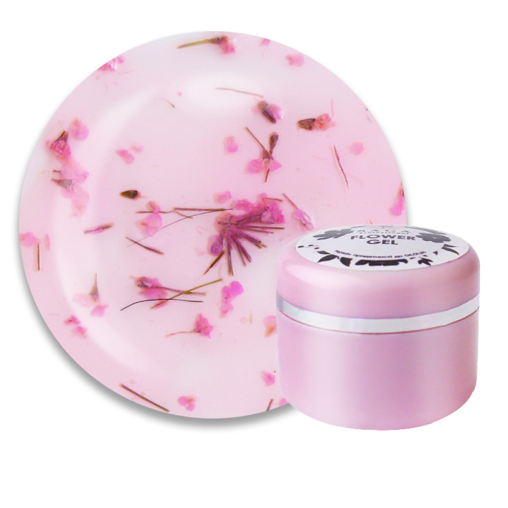 Гель Saga Professional Flower Gel 04 з сухоцвітом. колір світло-рожевий. 5 мл