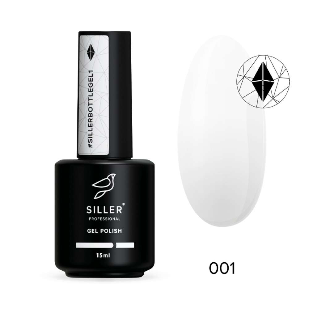 Гель Siller Professional Bottle Gel 001 з пензликом. білий. 15 мл